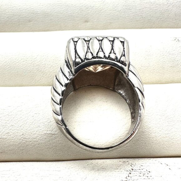 Sterling Silver Peach Gemstone Ring Size 7 Weight 11 Grams - Picture 5 of 7